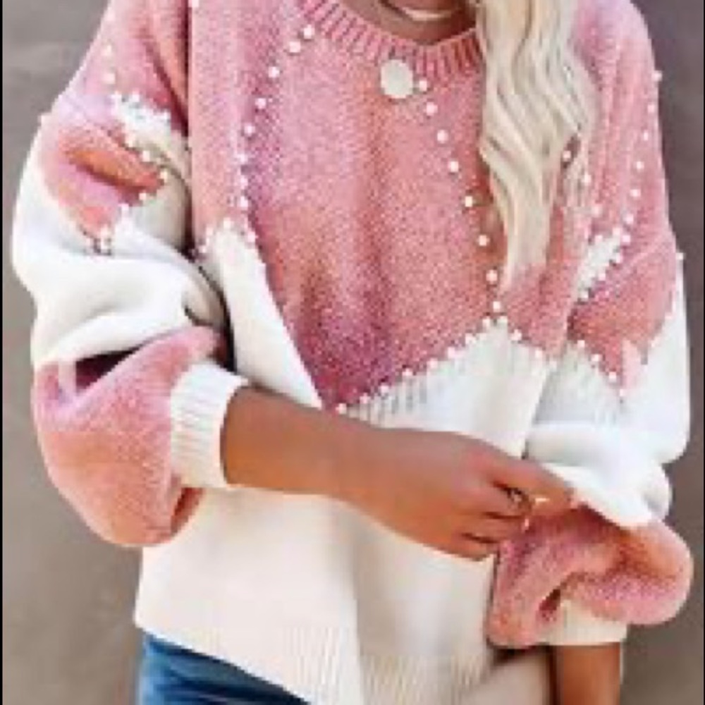 Pink pearl sweater